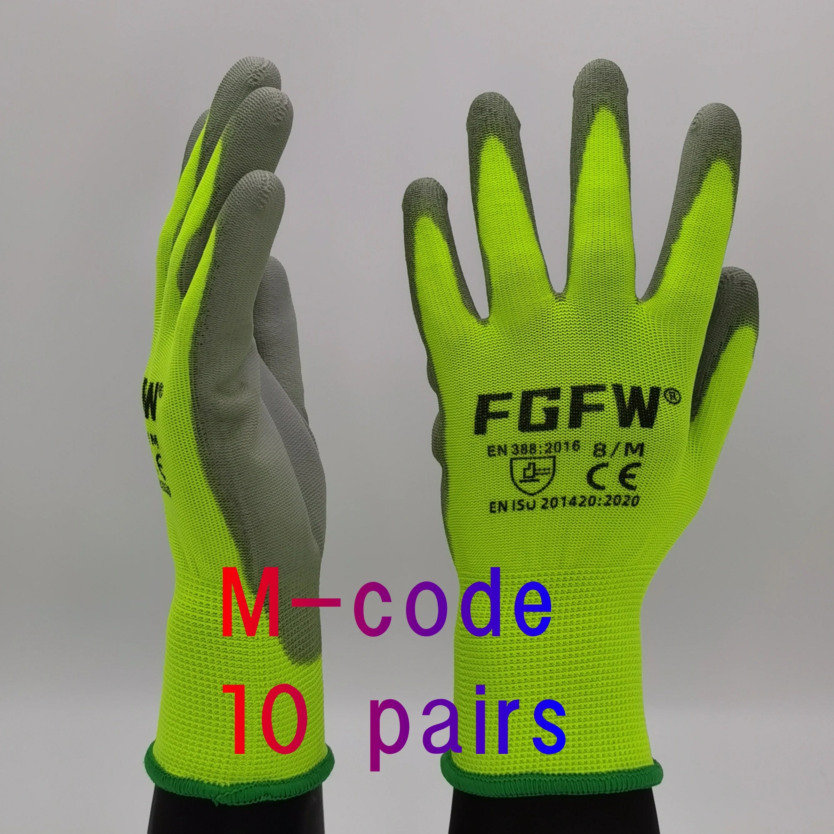 PU Coated Work Gloves (10 Pairs)