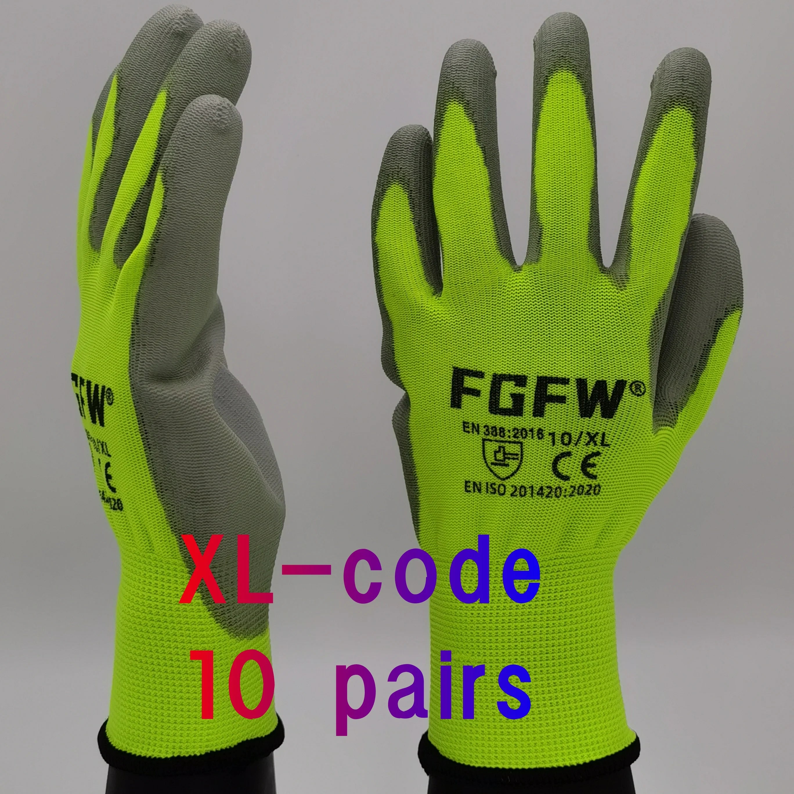 PU Coated Work Gloves (10 Pairs)
