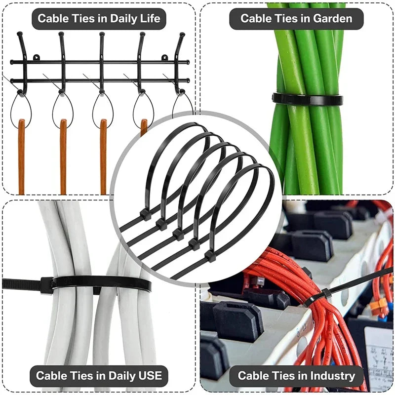 Nylon Cable Ties - Self-Locking Zip Ties Bulk Pack