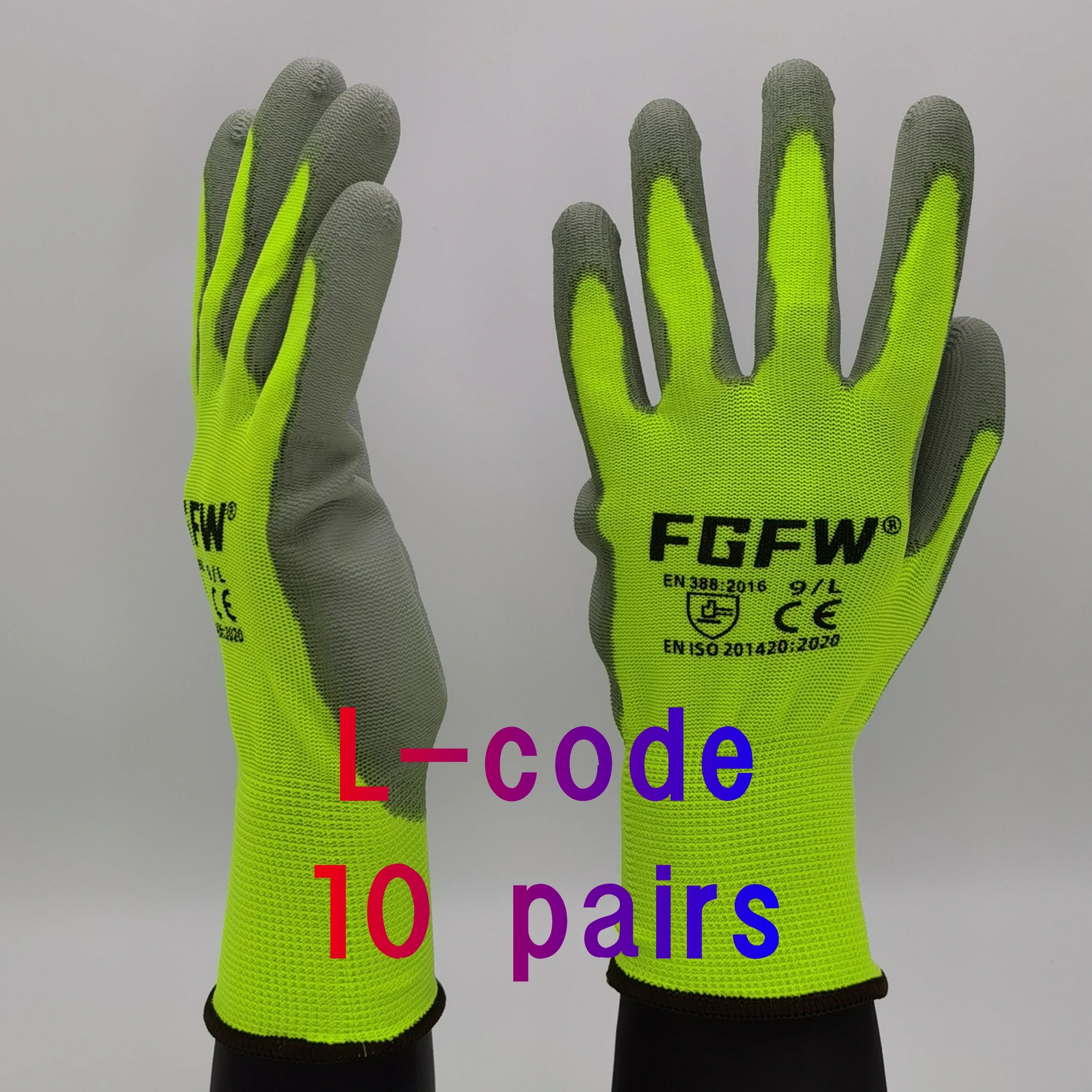 PU Coated Work Gloves (10 Pairs)