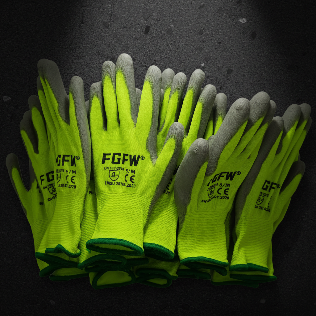 PU coated work gloves 10 pairs for camping outdoor work and survival tasks