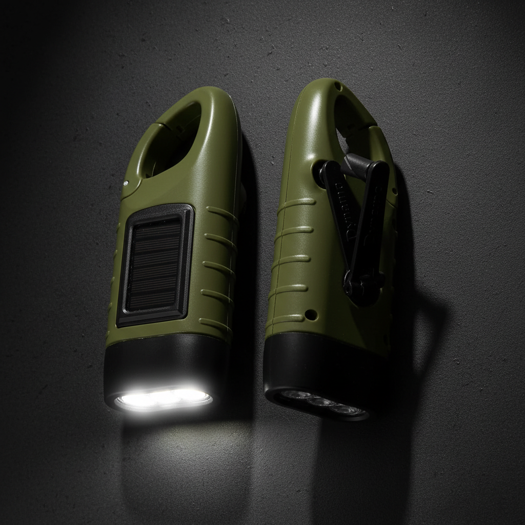 solar LED camping flashlight rechargeable for emergency lighting and outdoor survival