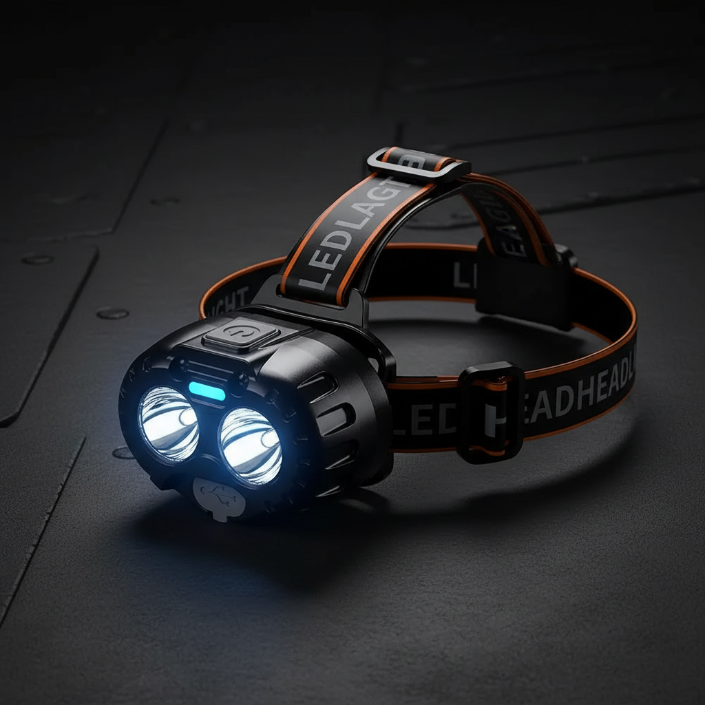 waterproof LED headlamp rechargeable for camping hiking and emergency lighting