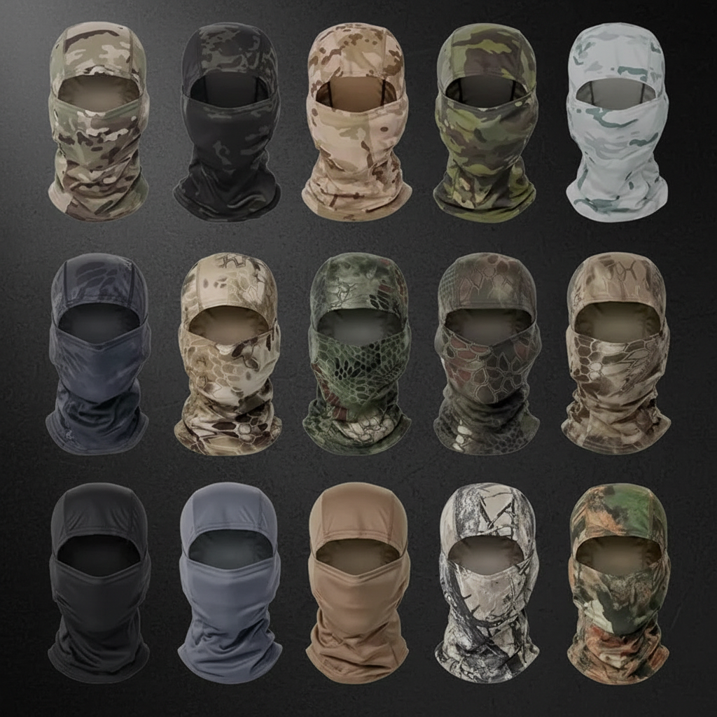 camouflage balaclava face mask tactical head cover for outdoor survival and cold weather